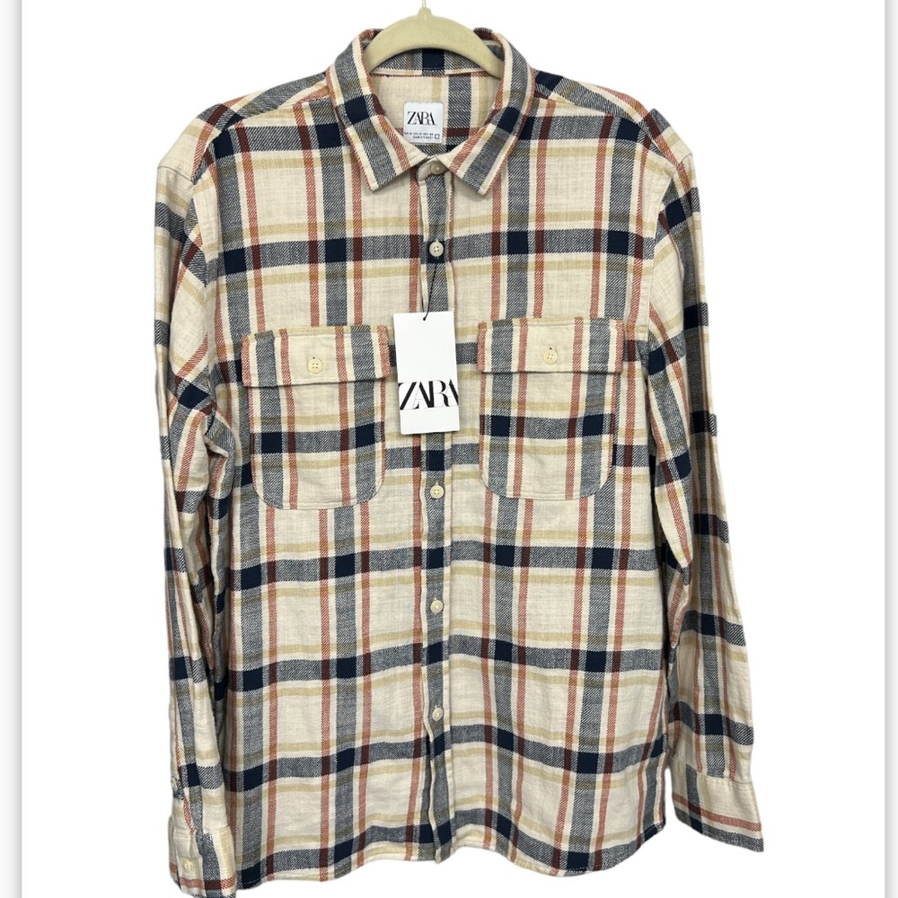 ZARA Men’s Flannel Plaid Print Shirt Size M